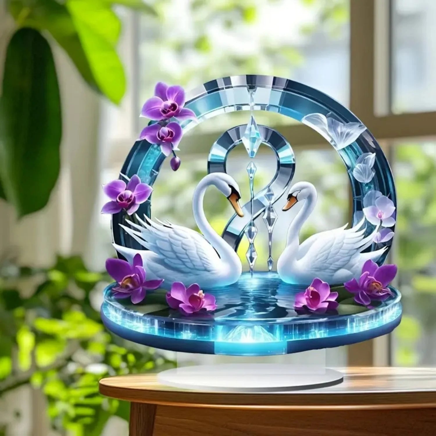 Bunte Schwanenstatue – Acryl Design – Ideal für Zuhause oder Café