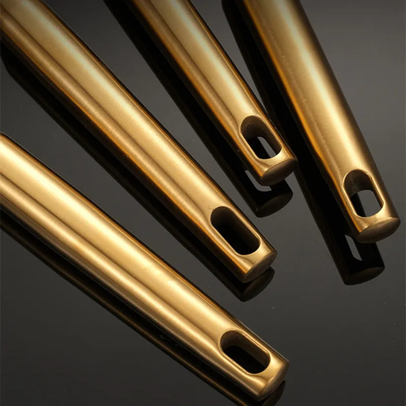 Goldene Küchenutensilien – Edelstahl – Langer Griff