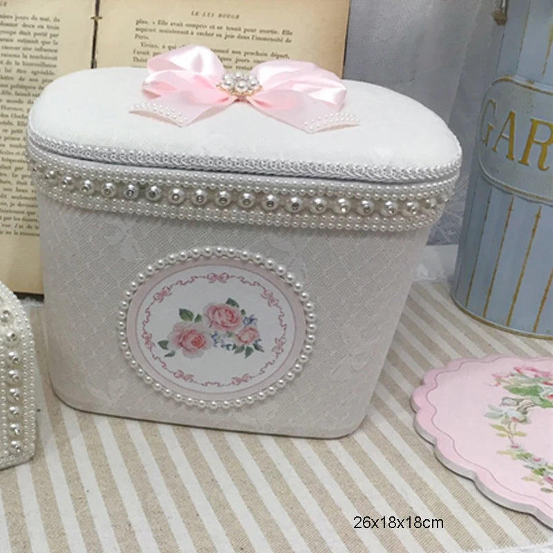 Samt Aufbewahrungsbox – Retro-Design – Perlenbesatz