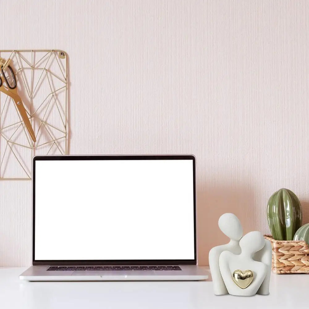 Moderne weisse und schwarze Keramikfigur, 12CM, symbolisiert Liebe