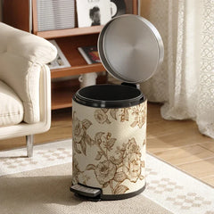 Moderner 14L-Abfalleimer aus Edelstahl und Leder, Farbe: Grau, Kapazität: 28x37CM