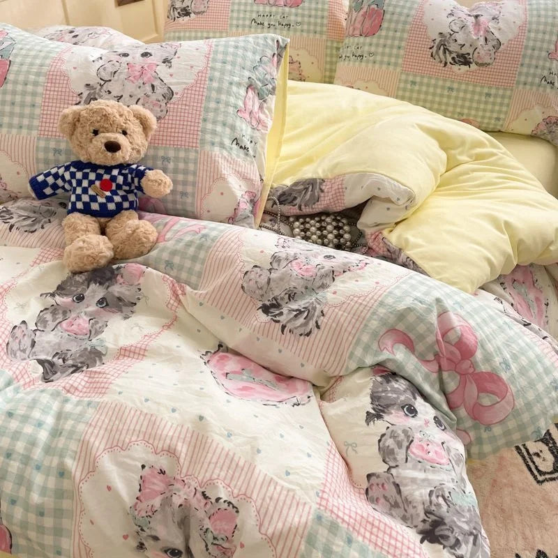 Blumen Bettwäsche Set – Cartoon Polyester – Queen 200x230cm