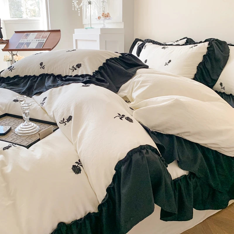 Luxus Bettwäsche Set – Besticktes Polyester – Verschiedene Grössen