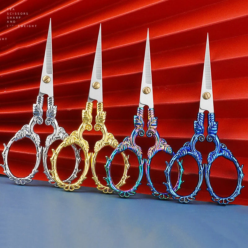 Vintage Schere – Blattmuster, Edelstahl Schnitt