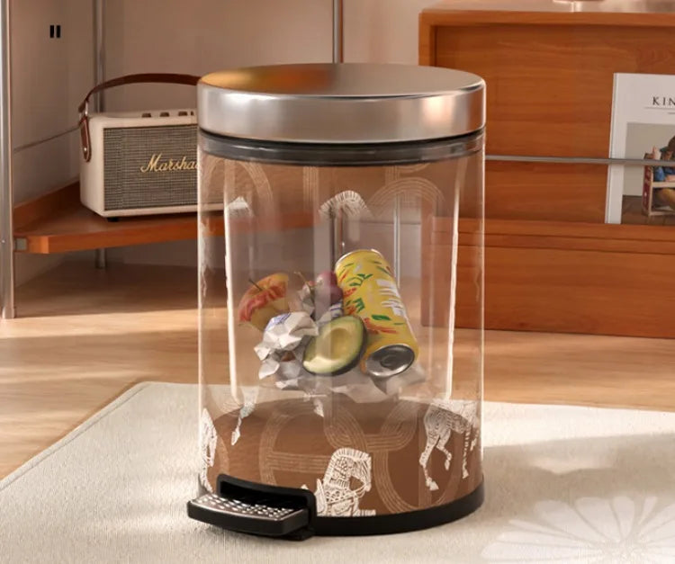 Moderner 14L Abfalleimer aus Edelstahl und Leder mit Pedal, Stil 2, 28x37CM