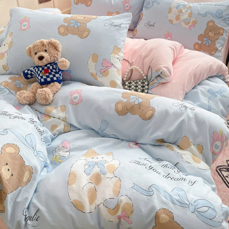 Blumen Bettwäsche Set – Cartoon Stil – Universalgrösse