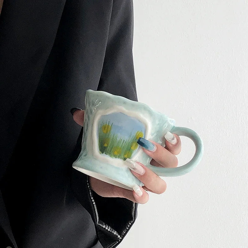 Keramikbecher – Retro Handbemaltes Design 9.5x7.5cm