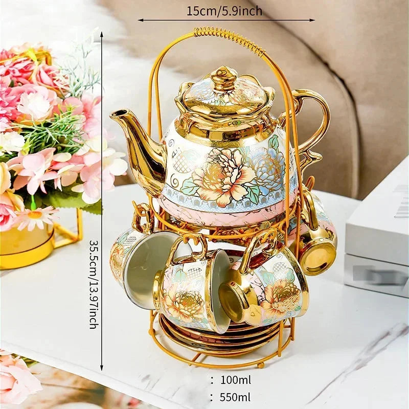 14-teiliges Teeset – Florales Keramik Design