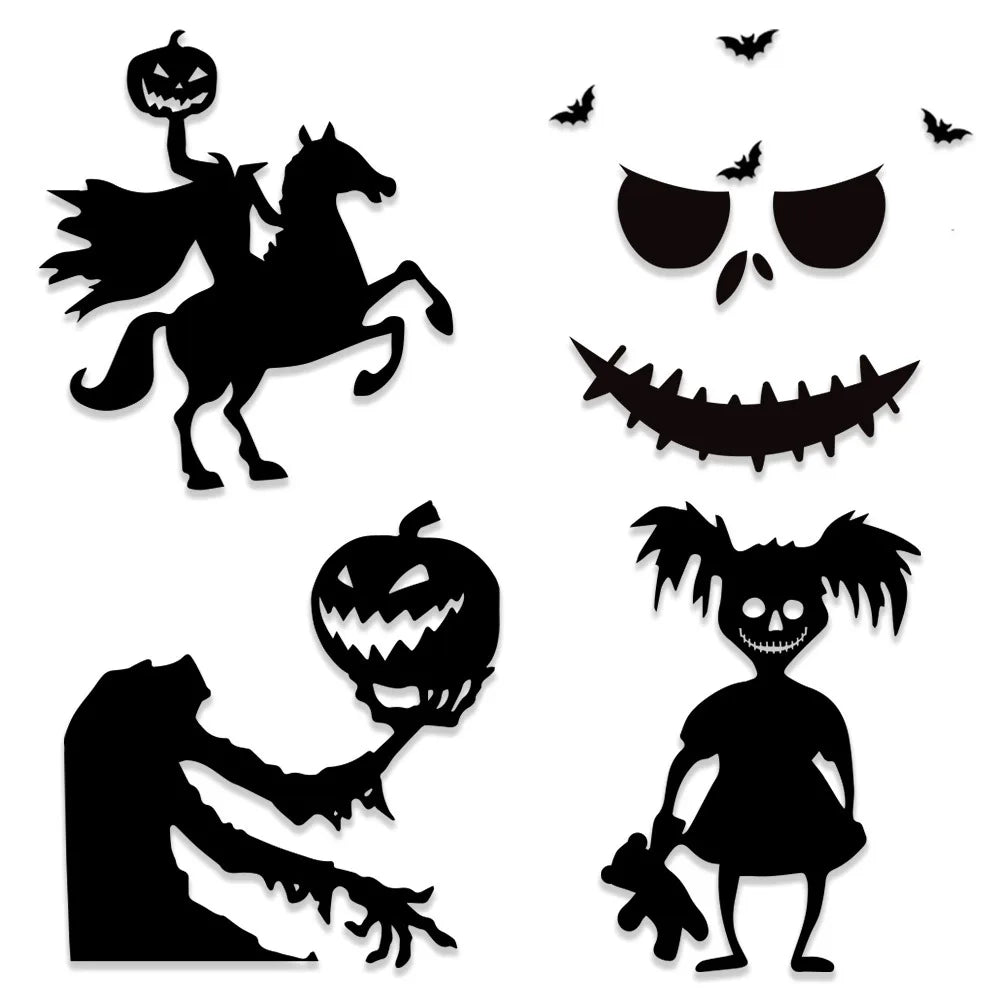 Halloween-Aufkleber – Filzskelett & Kürbis – Türdeko