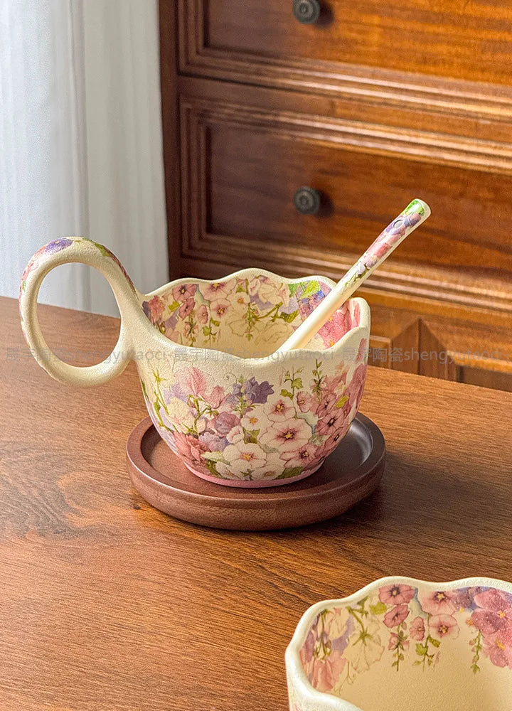 Keramik Tasse mit Löffel – Prairie Chic, 301-400ml