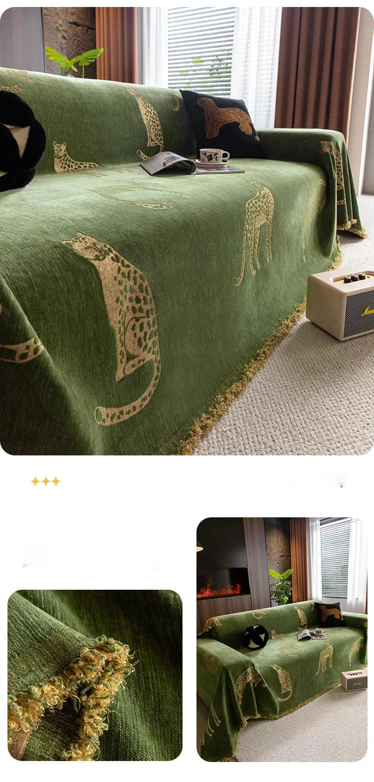 Chenille Überwurf – Leopard Jacquard Muster – Verschiedene Grössen