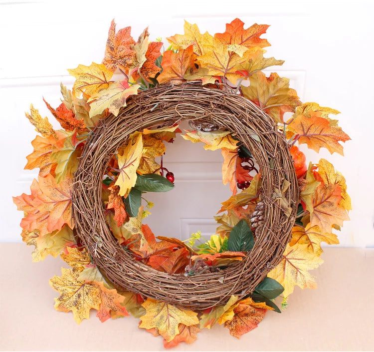 Herbstkranz – Seide & Rattan Design – Aussen Dekor