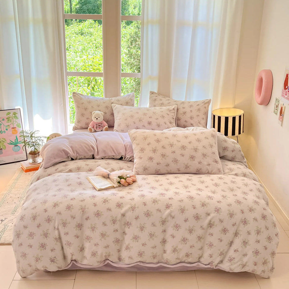 Mehrfarbiger Fleece-Bettbezug aus Polyester, 200x230 cm, modernes Design