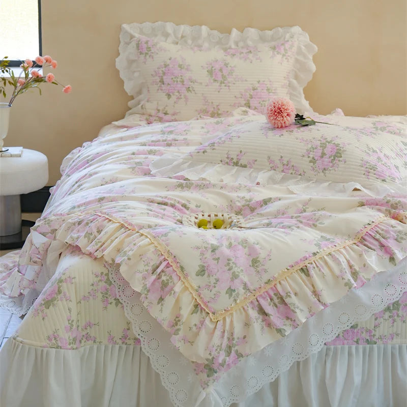 Florale Baumwoll-Bettwäsche – Französischer Landhausstil, King/Queen