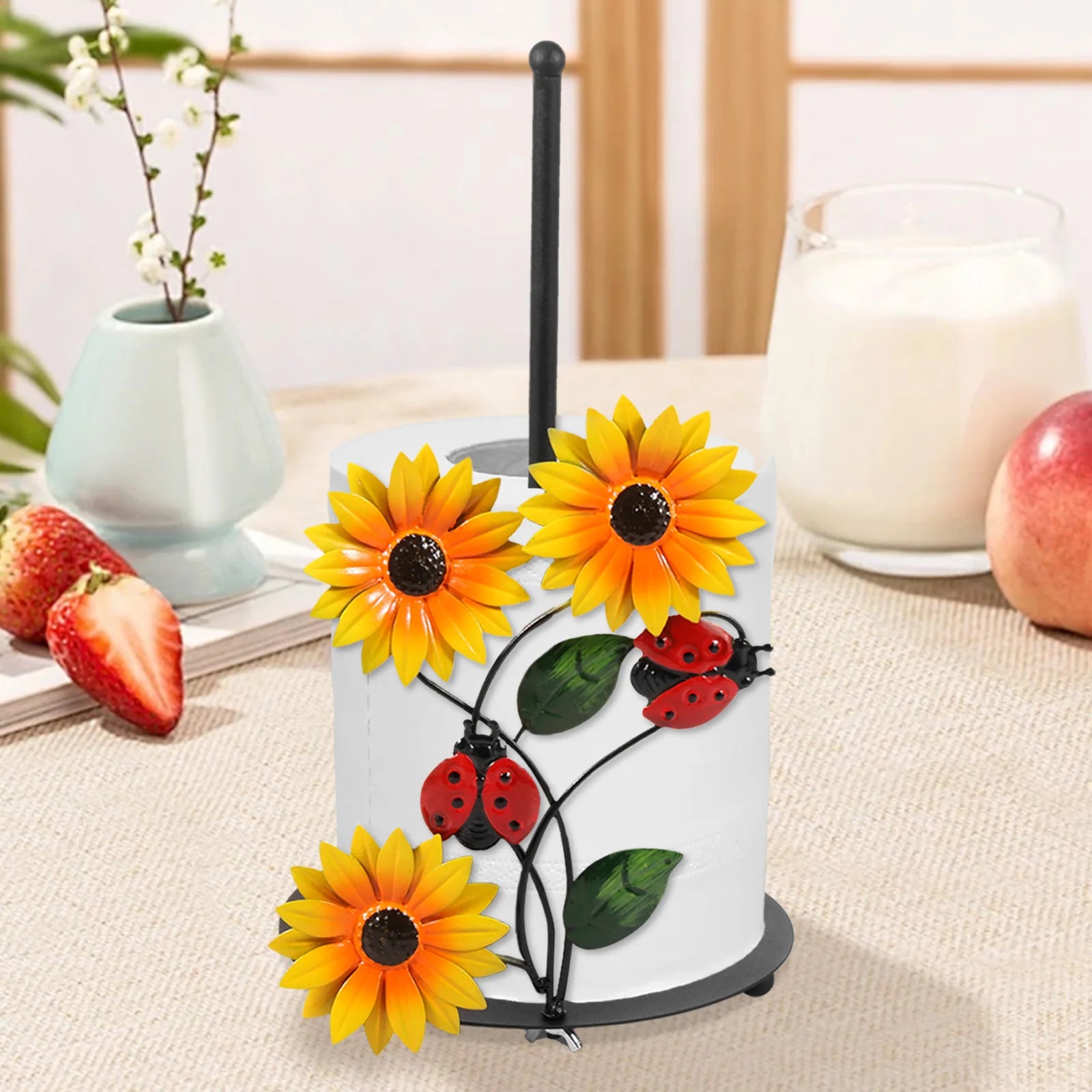 Sonnenblumen-Küchenrollenhalter – Vintage-Metall – 18 x 33 cm