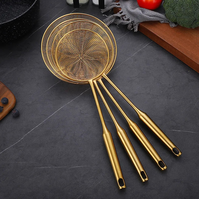 Edelstahl Schaumlöffel – Gold Design – 13-19.5cm Stiel