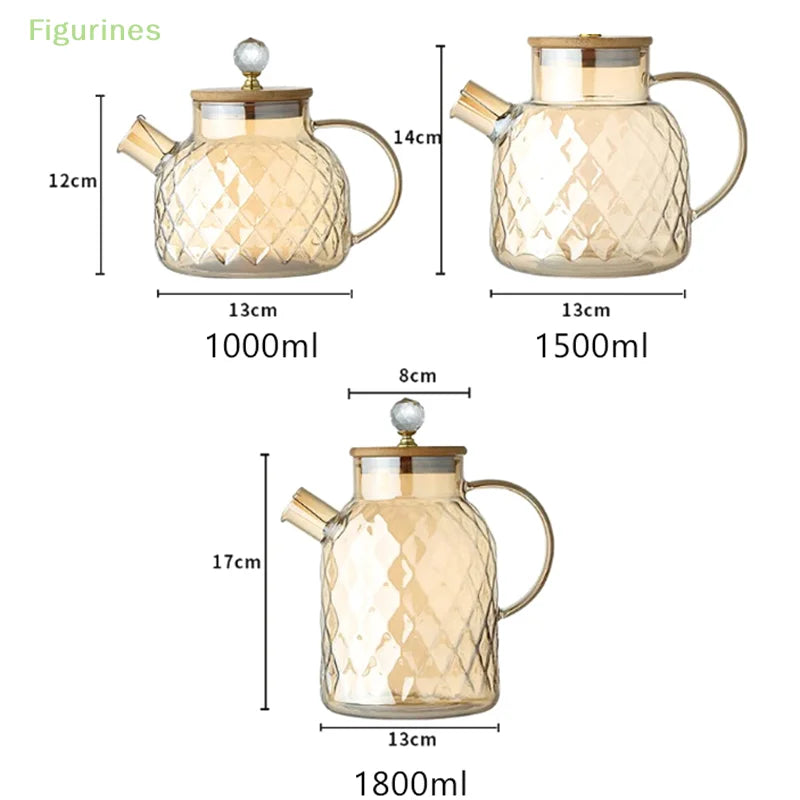 Glas Teekessel – Bambusdeckel & Filter – 1.0L