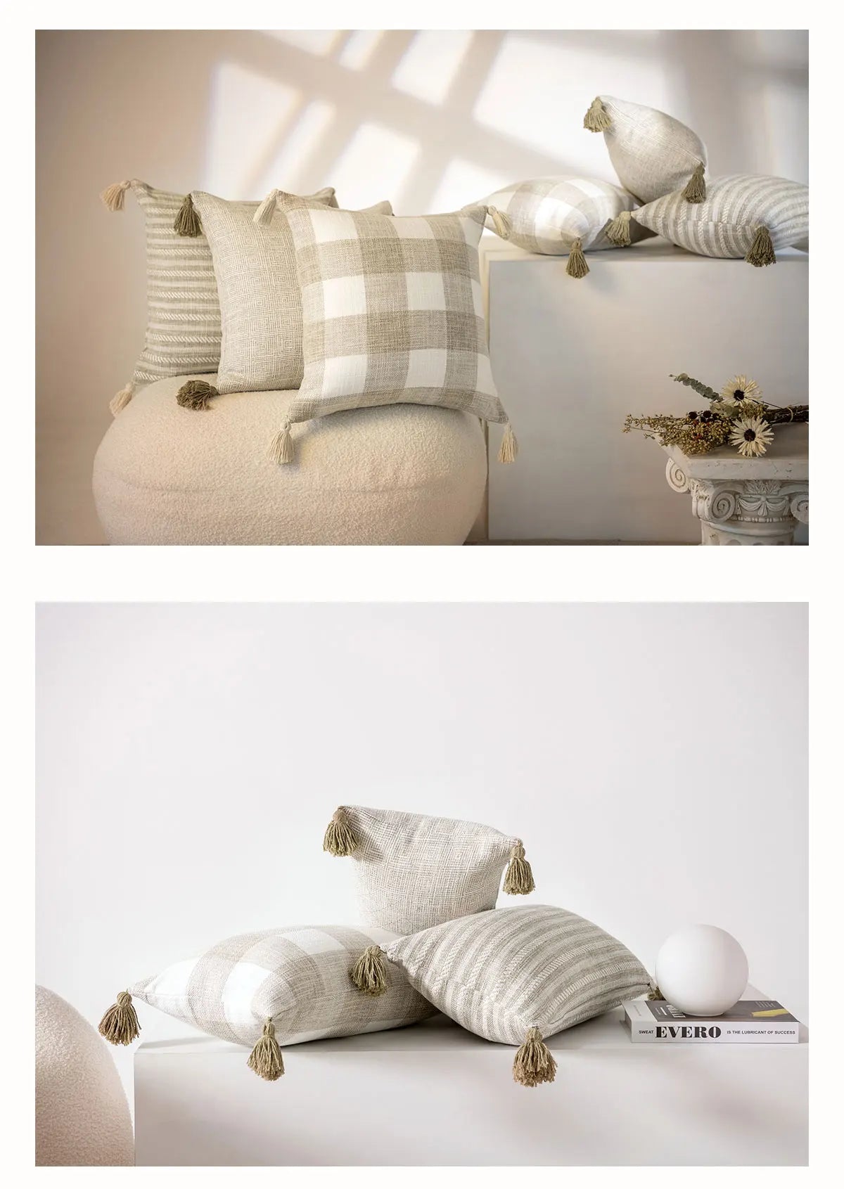 Kissenbezug – Nordische Boho Streifen – 45x45cm Polyester