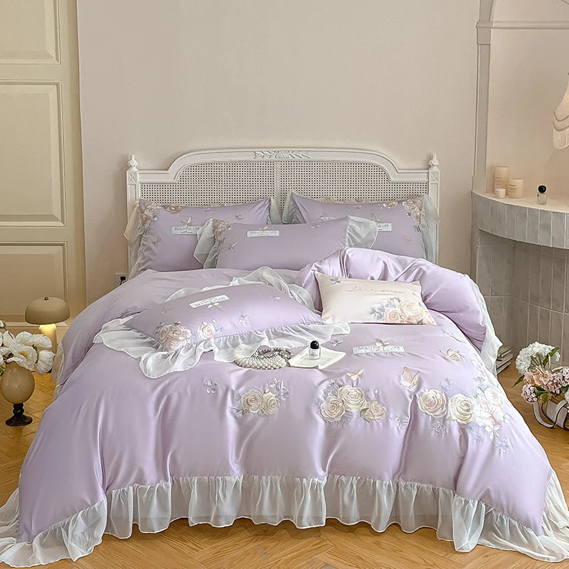 Bettbezug Set – Stickerei Lyocell Baumwolle – King- & Queen-Grössen