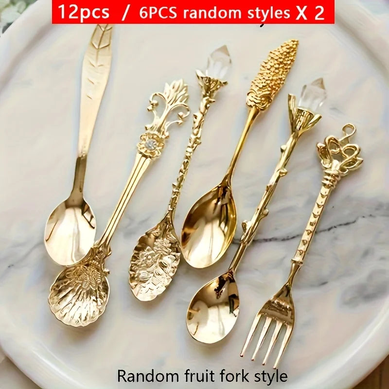 Goldene Vintage-Löffel – Royal Design 6-teilig