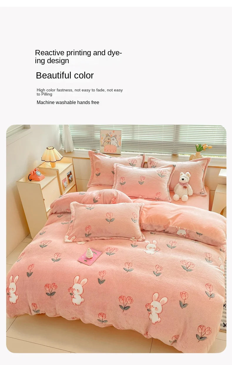 Florale Milchfleece – Moderne Doppelbettdecke 220x240