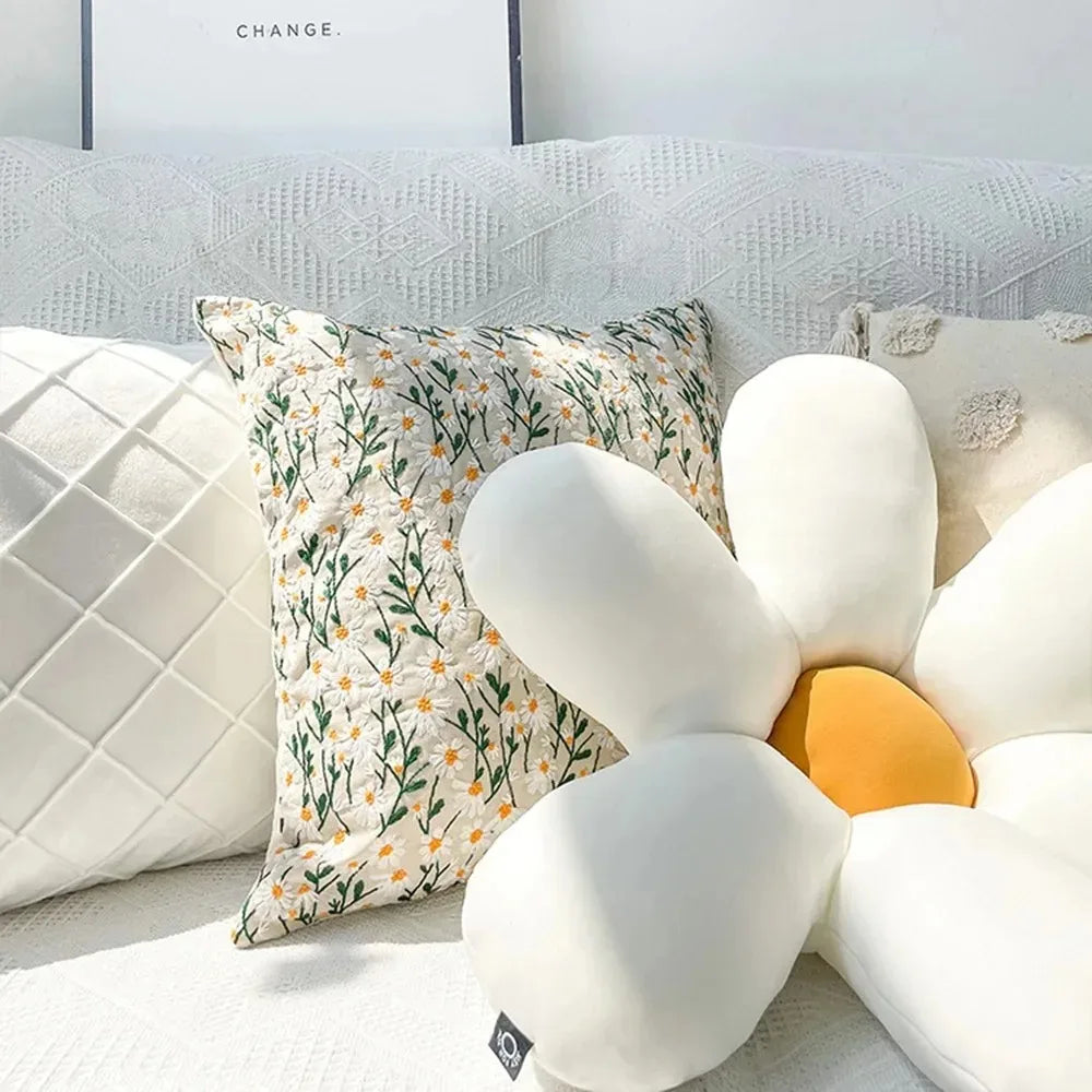 Florale Bestickte Kissenhülle – Jacquard – 45x45CM