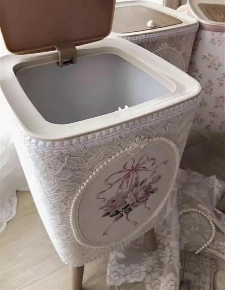 Retro-Spitzen-Mülleimer – Korean Leder – 22x22x35cm