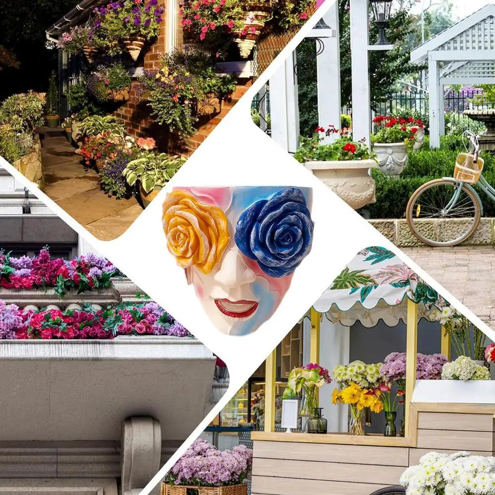 Gesichts-Blumentopf – Abstraktes Harzdesign – 12x11x13 cm