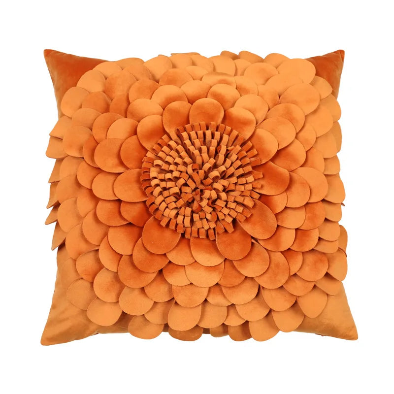 Florales Kissenbezug aus Samt – Handgemachtes 3D Design – Sofa/Bett
