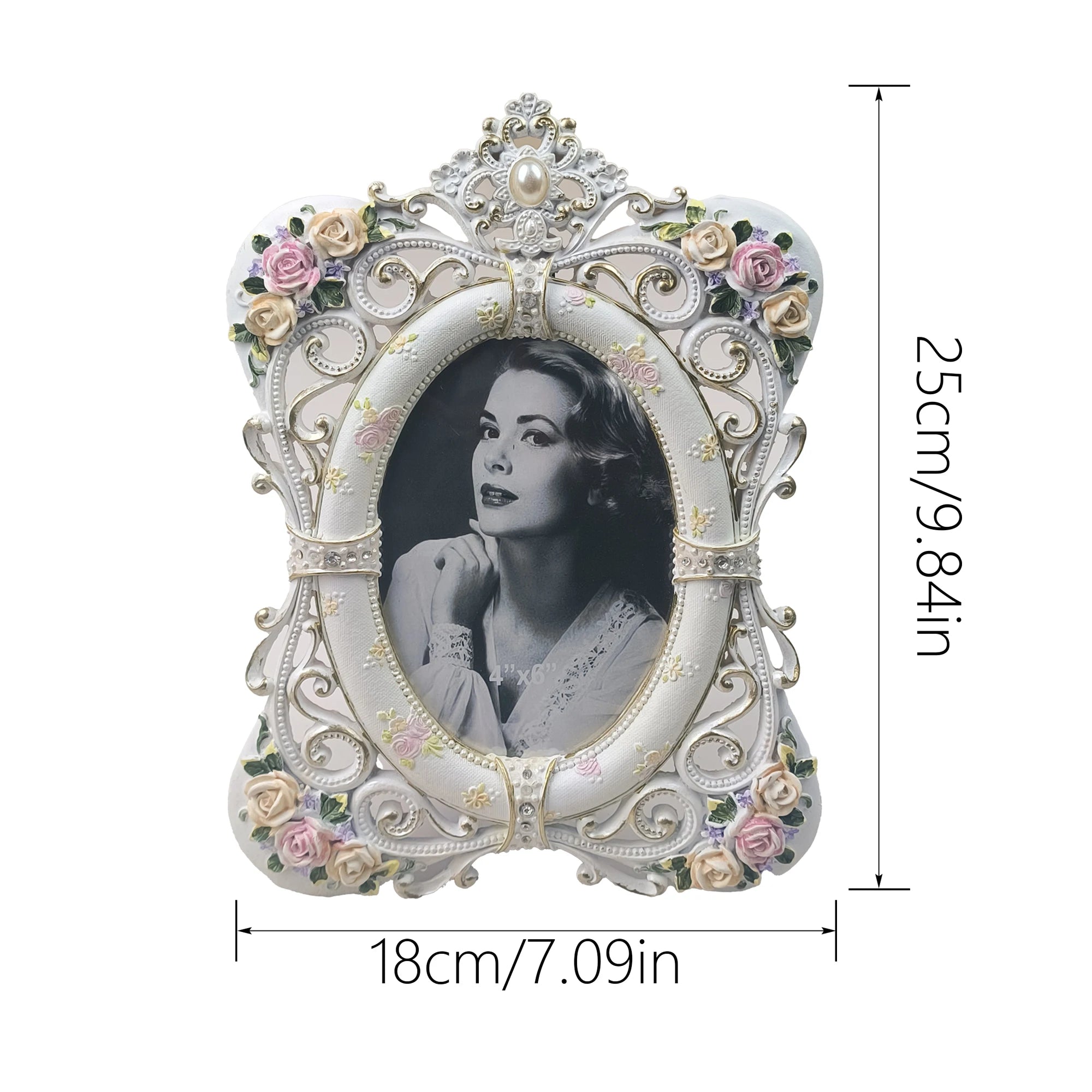 Vintage viktorianischer Resin-Fotorahmen – Klassischer runder Stil