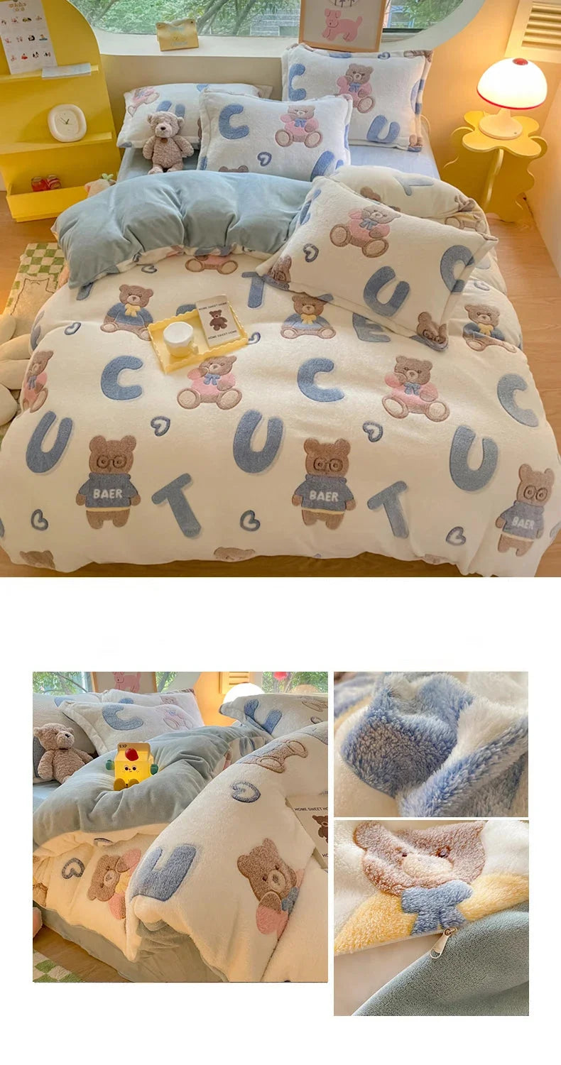 Florale Milchfleece – Moderne Doppelbettdecke 220x240