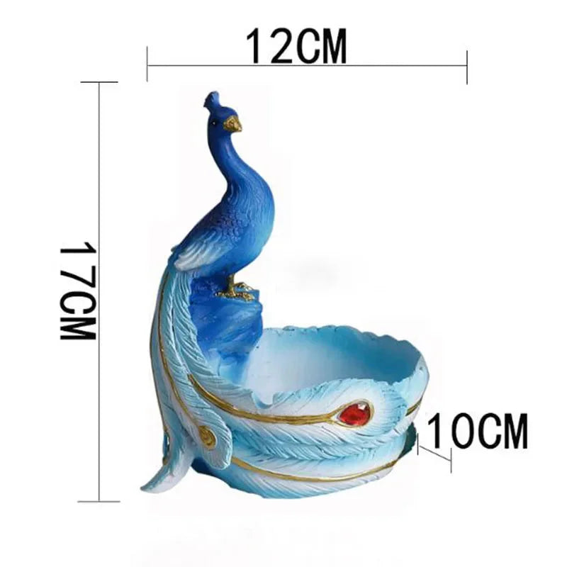 Harz-Pfauentopf – Glasierter Cartoon-Stil – Desktop-Deko