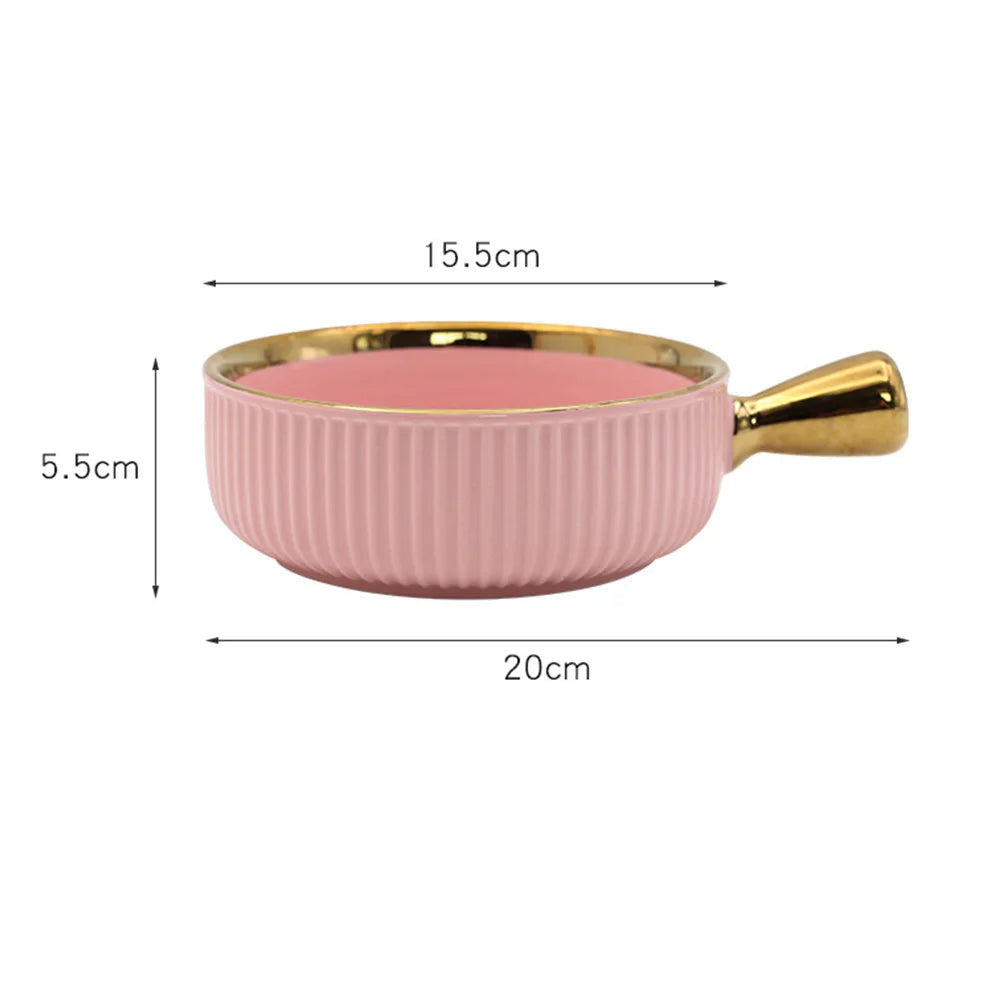 Keramik Obstschale - Goldene Einlage - Mit Griff