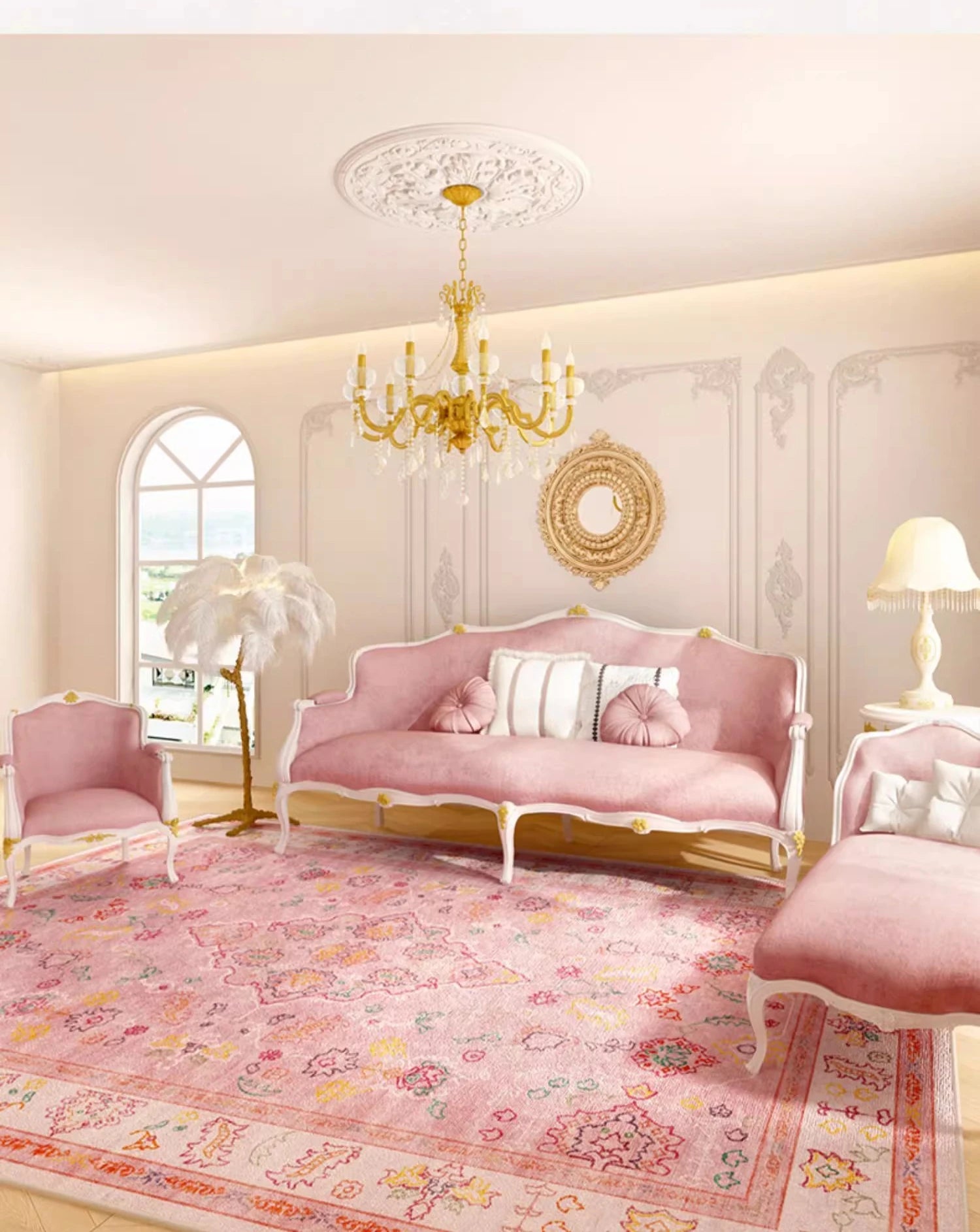 Perserteppich für Wohnzimmer – Leichter Luxus Polyester – Verschiedene Grössen