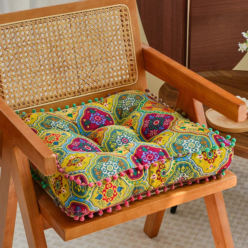 Boho Tatami Sitzkissen – Florales Design 40x40cm