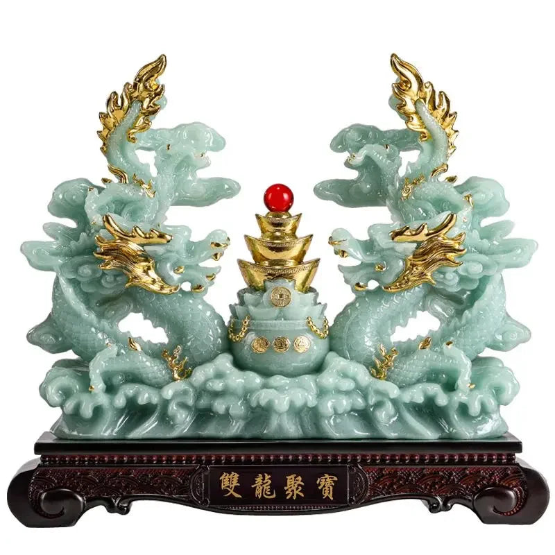 Drachenschatz-Topf aus Harz im traditionellen chinesischen Stil, Grösse: 22.5x7.5x20 cm