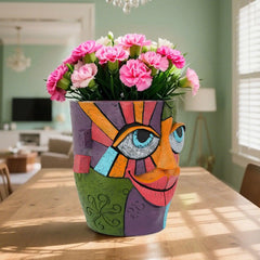 Gesichts-Blumentopf – Resin Kunst Design 15.5x16cm