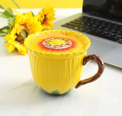 Keramik Kaffeetasse – Porzellan Sonnenblume – 360ml Kapazität
