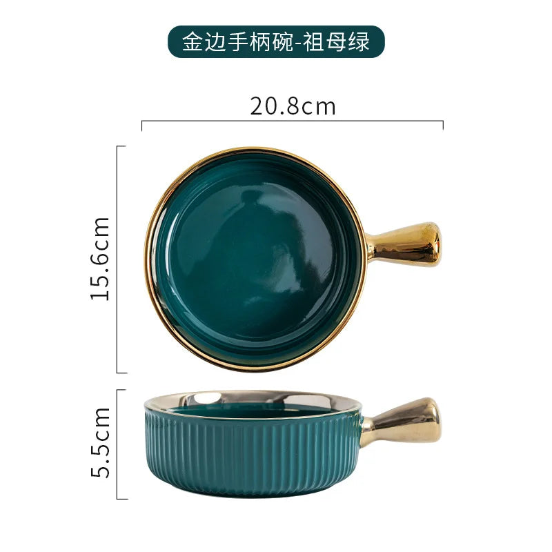 Keramikschale – Modernes Bone China mit Goldrand