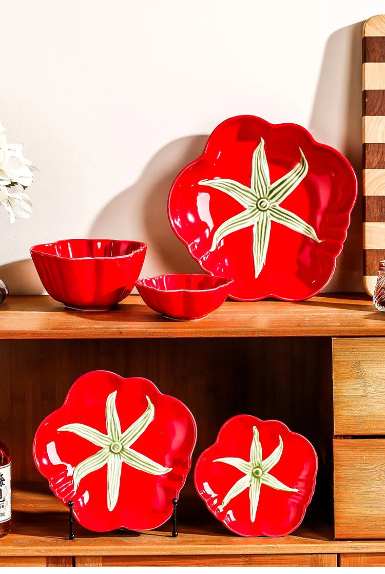 Cartoon Keramik Teller – Rundes Design & Gemüse Flair