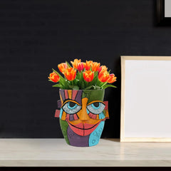 Gesichts-Blumentopf – Resin Kunst Design 15.5x16cm
