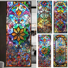 Retro Sichtschutzfolie – Buntglas-Design – 50x100 cm