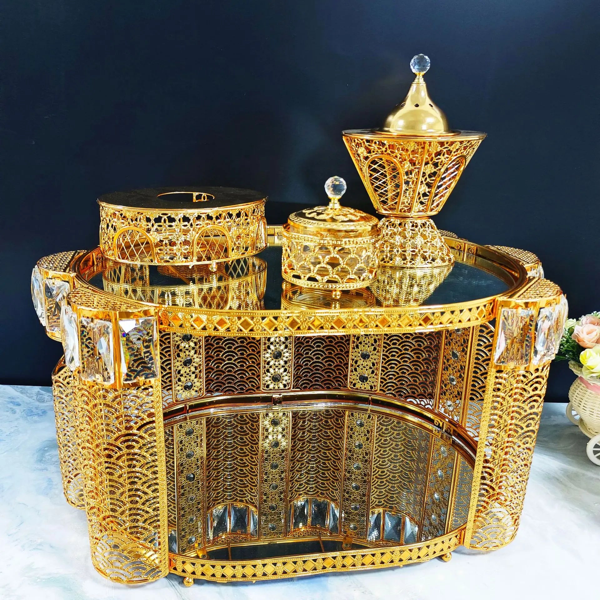 Luxus-Räuchergefäss – Metall/Glas Design – Arabischer Stil
