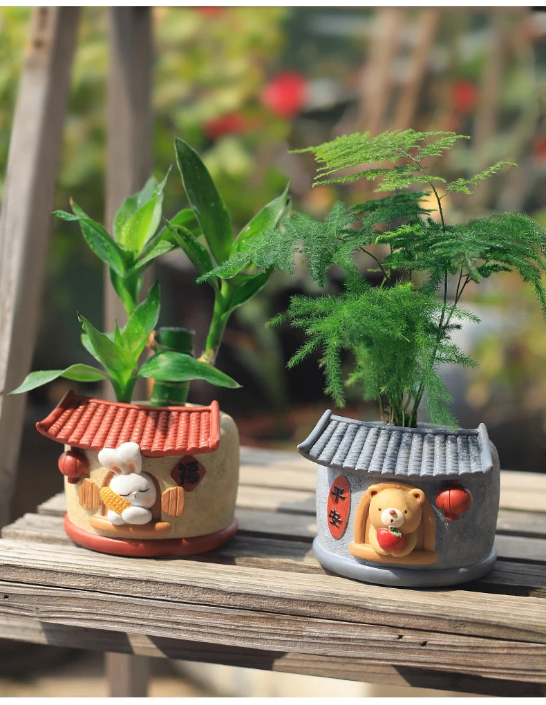 Pflanzgefäss - Cartoon-Design aus Resin - Schreibtisch-Deko