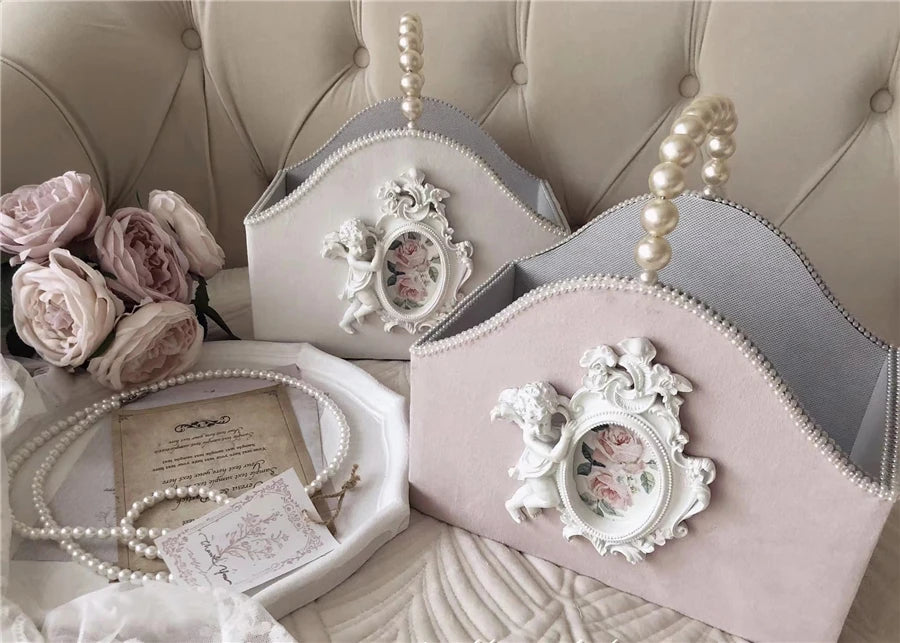 Koreanischer Lederkorb – Engeldesign – 30x16x27cm