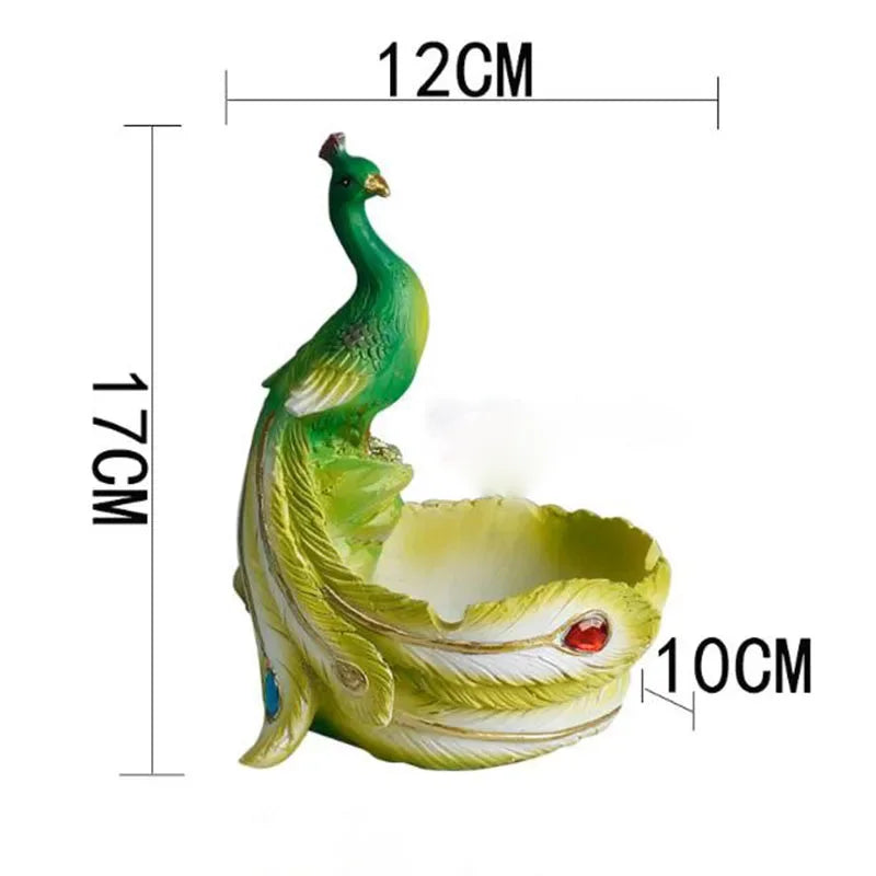 Harz-Pfauentopf – Glasierter Cartoon-Stil – Desktop-Deko