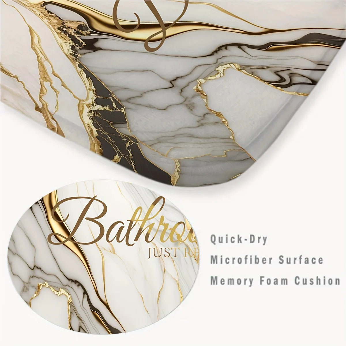 Luxus-Badset – Goldmarmor Design – Rutschfest & Soft