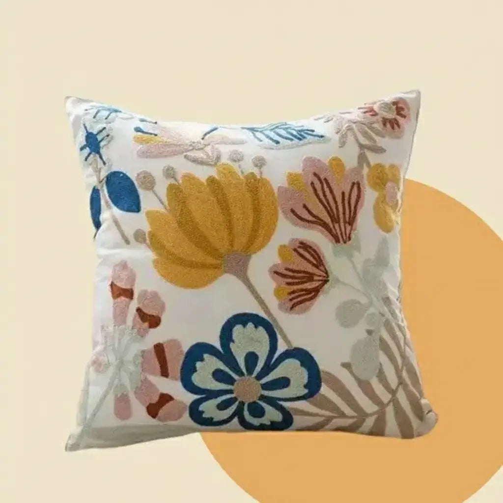 Grüne Blatt Stickerei Kissenbezug – Modernes Baumwolle 45x45cm