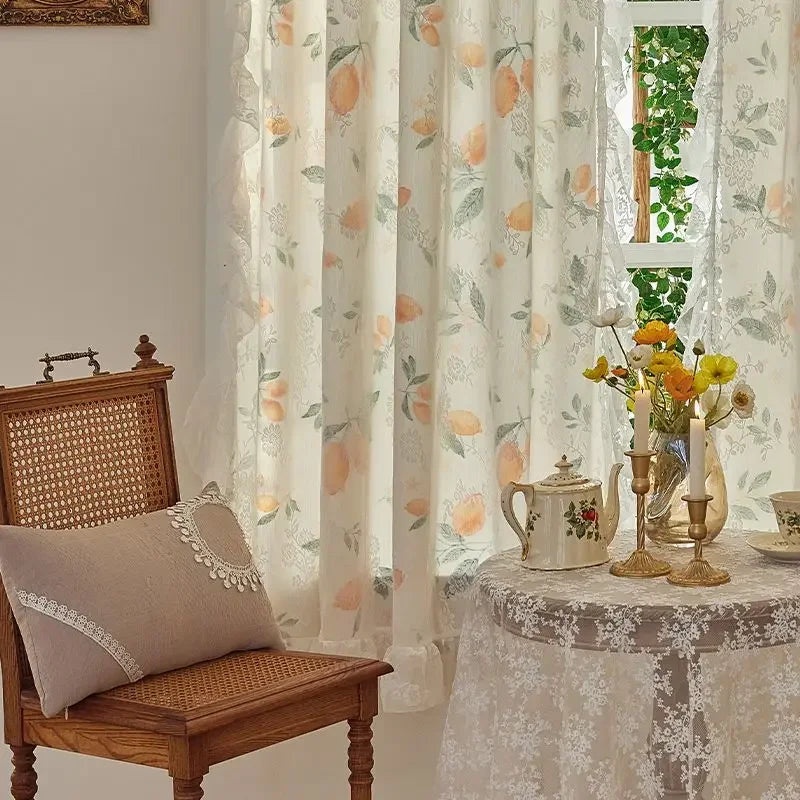 Transparente Spitzengardinen – Antikes Blumenmuster – Verschiedene Grössen