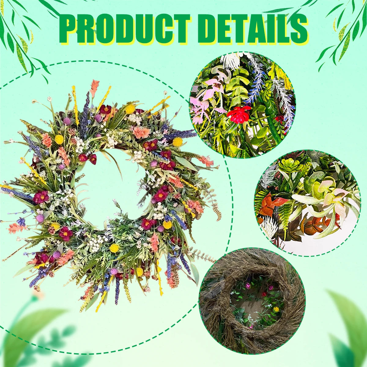 Frühlings-Wildblumenkranz – Floral 40-50cm